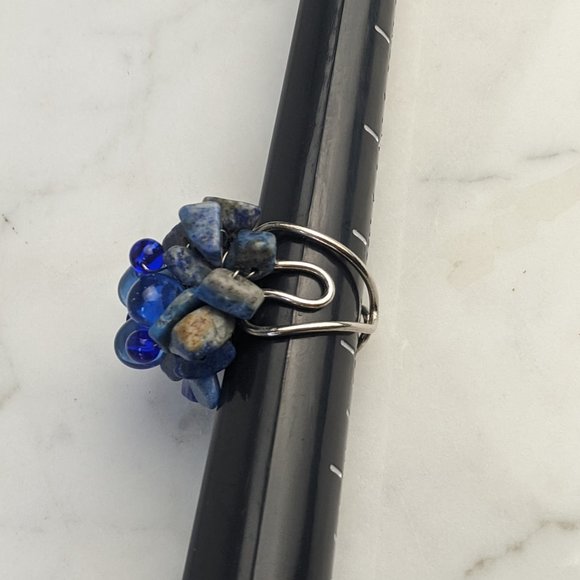 BLUE STONE Nugget Cluster Adjustable Ring - Picture 10 of 12